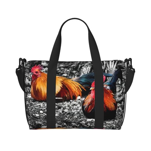 Reisetasche mit Huhn-Motiv, Wochenendtasche für Damen, leichte Handgepäcktasche, persönliche Gegenstände, Schwarz , Einheitsgröße von JEJEA