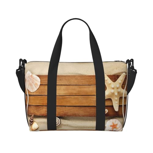Reisetasche mit Ozean-Strand-Motiv, Wochenendtasche für Damen, leichte Handgepäcktasche, persönliche Gegenstände, Schwarz , Einheitsgröße von JEJEA