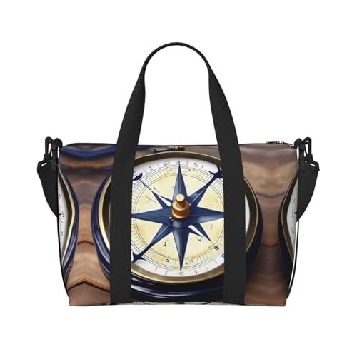 Reisetasche mit Segelboot-Motiv, nautischer Kompass, Wochenendtasche für Damen, leichte Handgepäcktasche, persönliche Gegenstände, Schwarz , Einheitsgröße von JEJEA