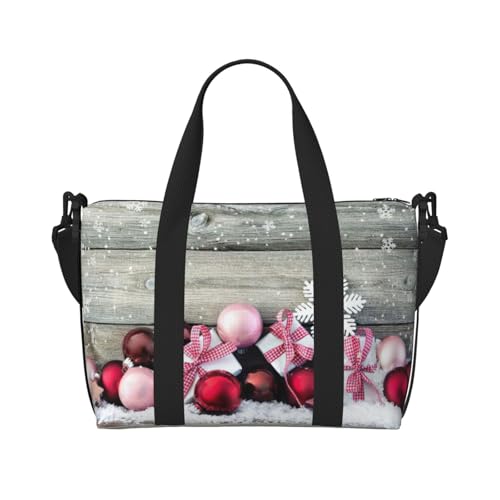 Reisetasche mit Weihnachtsverzierung, Wochenendtasche für Damen, leichte Handgepäcktasche, persönliche Gegenstände, Schwarz , Einheitsgröße von JEJEA