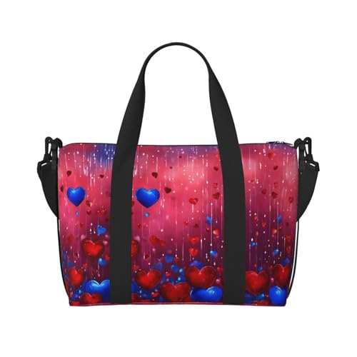 Reisetasche mit abstraktem Herzmuster, Wochenendtasche für Damen, leichte Handgepäcktasche, persönliche Gegenstände, Schwarz , Einheitsgröße von JEJEA