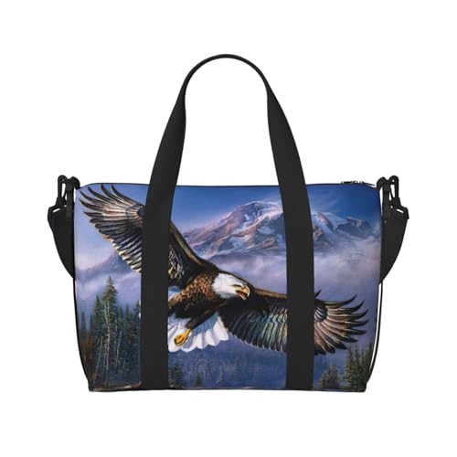 Reisetasche mit fliegendem Adlermotiv, Wochenendtasche für Damen, leichte Handgepäcktasche, persönliche Gegenstände, Schwarz , Einheitsgröße von JEJEA