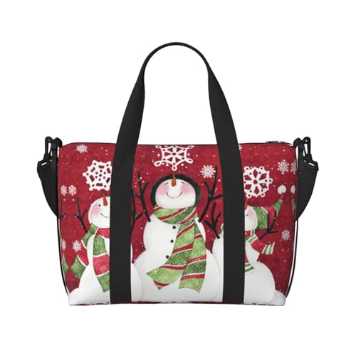 Reisetasche mit niedlichem Schneemann-Druck, Wochenendtasche für Damen, leichte Handgepäcktasche, persönliche Gegenstände, Schwarz , Einheitsgröße von JEJEA