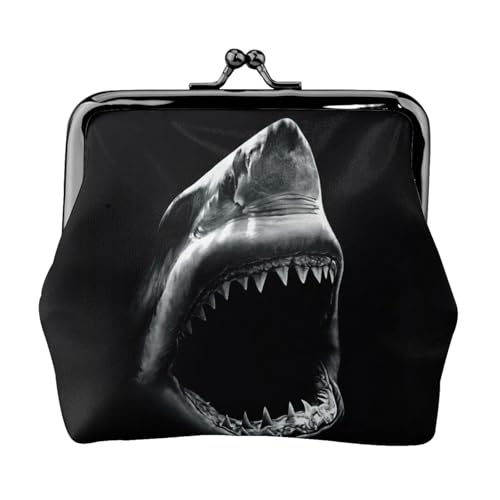 Shark1 Münzgeldbörse, tragbare Geldbörse aus Faserleder, Mini-Geldbörse für Damen, Schwarz , Einheitsgröße, Münztasche von JEJEA