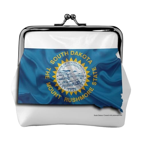 South Dakota Geldbörse mit Flagge, Kartendruck, tragbare Münzgeldbörse aus Faserleder, Mini-Geldbörse für Damen, Schwarz , Einheitsgröße, Münztasche von JEJEA