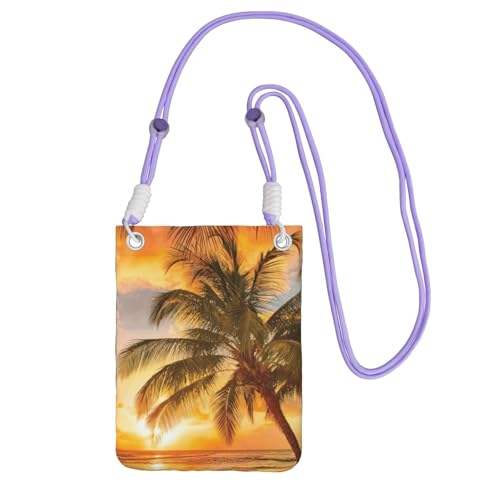 Umhängetasche für Damen und Herren, Motiv: tropischer Strand, Palme, Sonnenuntergang, mit verstellbarem Riemen, für Reisen, Einkaufen, violett, Einheitsgröße Umhängetasche für Damen und Herren, Motiv: tropischer Strand, Palme, Sonnenuntergang, mit verstellbarem Riemen, für Reisen, Einkaufen, violett, Einheitsgröße von JEJEA