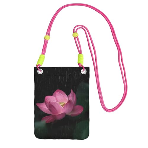 Umhängetasche mit Lotusblumen-Aufdruck, für Damen und Herren, verstellbarer Riemen, für Reisen, Einkaufen, Fuchusia, Einheitsgröße Umhängetasche mit Lotusblumen-Aufdruck, für Damen und Herren, verstellbarer Riemen, für Reisen, Einkaufen, Fuchusia, Einheitsgröße von JEJEA