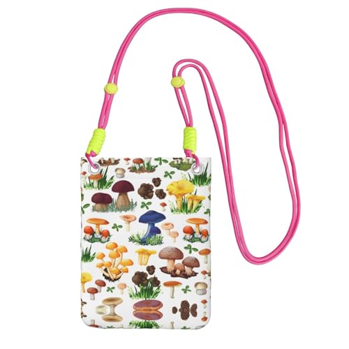 Umhängetasche mit japanischem Gemälde, Pilzdruck, Crossbody-Tasche für Damen und Herren, verstellbarer Riemen, Handygeldbörse, für Reisen und Einkaufen, Fuchusia, Einheitsgröße Umhängetasche mit japanischem Gemälde, Pilzdruck, Crossbody-Tasche für Damen und Herren, verstellbarer Riemen, Handygeldbörse, für Reisen und Einkaufen, Fuchusia, Einheitsgröße von JEJEA