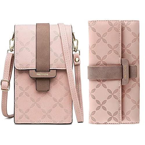 2 Stücke Damen Handytasche zum Umhängen und Groß und im Langformat Frauen Geldbeutel Klein Handy Umhängetasche Leder Schultertasche Mode Crossbody Tasche für iPhone 13/13 Pro Max/12/11/XR (Rosa) von JEKAVA