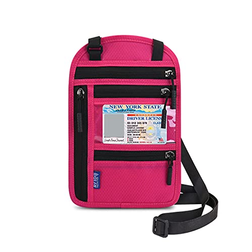 Brustbeutel Brusttasche mit RFID Schutz Wasserdicht Umhängetasche Leicht Geldbeutel für Smartphone Reise Dokumente (Rosa) von JEKAVA