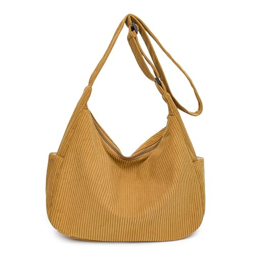 JEKAVA Crossbody Bag Damen Cord Umhängetasche Groß Halbmond Tasche Hobo Bag Shopper Tasche Beuteltasche Stofftasche für College Schule Arbeit Reisen Einkaufe von JEKAVA
