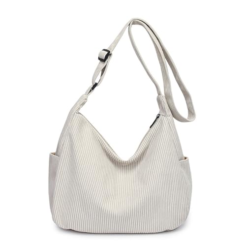 JEKAVA Crossbody Bag Damen Cord Umhängetasche Groß Halbmond Tasche Hobo Bag Shopper Tasche Beuteltasche Stofftasche für College Schule Arbeit Reisen Einkaufe von JEKAVA
