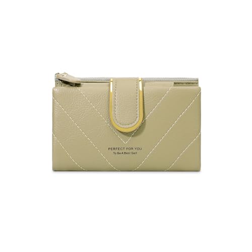 JEKAVA Geldbeutel Damen Große Kapazität Elegant Portemonnaie Brieftasche Geldbörse Mittelgroß Geldbörsen PU Leder Mehreren Fächern Frauen (Grün) von JEKAVA