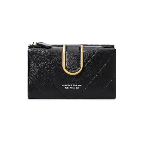 JEKAVA Geldbeutel Damen Große Kapazität Elegant Portemonnaie Brieftasche Geldbörse Mittelgroß Geldbörsen PU Leder Mehreren Fächern Frauen (Schwarz) von JEKAVA