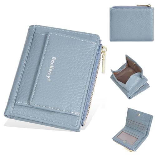 JEKAVA Geldbörse Damen Klein Portemonnaie mit Münzfach Geldbeutel PU Leder Geldbörsen Fashion für Frauen Mädchen (Blau) von JEKAVA