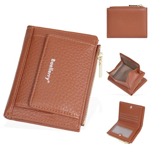 JEKAVA Geldbörse Damen Klein Portemonnaie mit Münzfach Geldbeutel PU Leder Geldbörsen Fashion für Frauen Mädchen (Braun) von JEKAVA