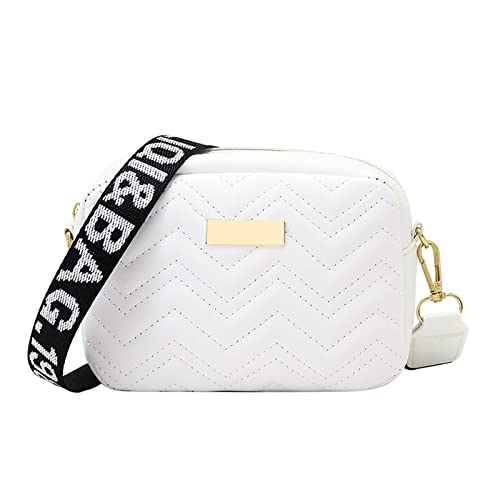 JEKAVA Klein Umhängetasche Damen Crossbody Bag mit Breiter Gurt Leder Schultertasche Kleine Quadratische Tasche Moderne Taschen für Handy, Geldbörse, Kosmetik, Brille, Schlüssel (Weiß) von JEKAVA