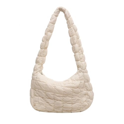 JEKAVA Lightweight Puffy Tote Bag Padding Shoulder Quilted Umhängetasche Damen Crossbody Bag Cotton Cute Schultertasche Geeignet für Den Winter (Beige) von JEKAVA