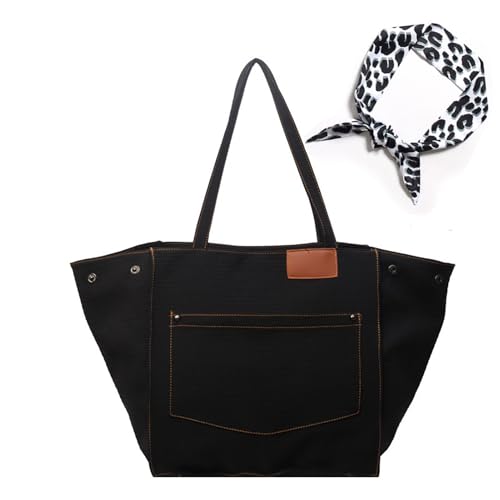 JEKAVA Tote Bag Damen Groß Leopardenmuster Handtasche Canvas Shopper Tasche Damen Umhängetasche Gross Tragetaschen Retro Schultertasche für Schule Arbeit Einkauf Alltag Reisen Frauen von JEKAVA
