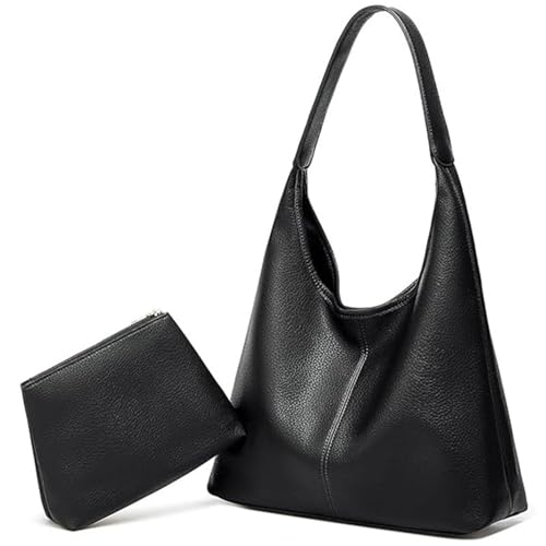 JEKAVA Handtasche Damen Tote Bag Mittelgroß Umhängetasche Leder Hobo Shopper Tasche Tragetasche Beuteltasche Achselhöhle Schultertasche 2-Teiliges Set für Freizeit, Arbeit, Reisen von JEKAVA