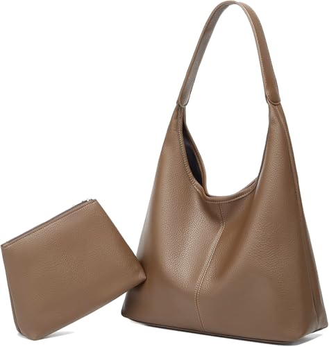 JEKAVA Umhängetasche Damen Gross Handtasche Universitätsstudent Schultertasche Leder Crossbody Bag Damen Breiter Gurt Handtasche zum Umhängen Set 2-Teiliges Set (khaki) von JEKAVA