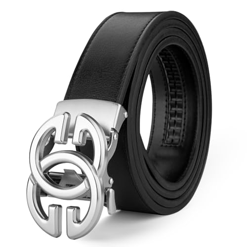JEKIXHUA Herren-Gürtel mit Ratsche, echtes Rindsleder, 3,8 cm breiter Rand, Silber 2, 26" to 48" Waist Adjustable von JEKIXHUA