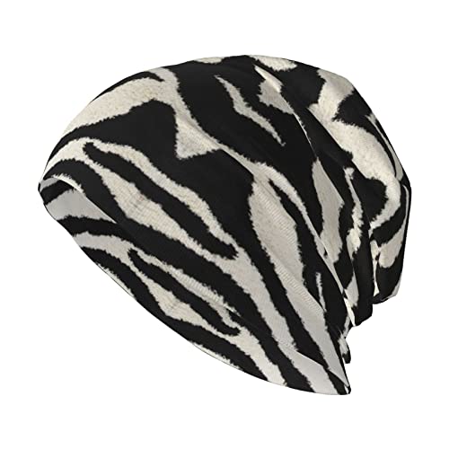 JEKYDOSD Zebra Animal Print Erwachsene Herren Strickmütze Stretch Kopfbedeckung Beanie Mütze Schwarz, Schwarz, Einheitsgr��e von JEKYDOSD