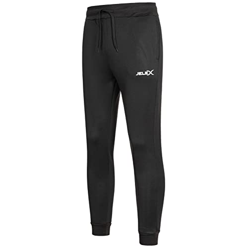 JELEX Easy Herren Jogginghose Trainingshose für Männer Polyester-Baumwollmischung wärmendes, weiches Fleece-Innenmaterial (as3, Alpha, m, Regular, Regular, Schwarz) von JELEX