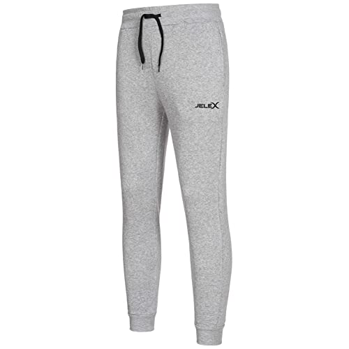 JELEX Easy Herren Jogginghose Trainingshose für Männer Polyester-Baumwollmischung wärmendes, weiches Fleece-Innenmaterial Futter - S M L XL 2XL (as3, Alpha, x_l, Regular, Regular, Grau) von JELEX