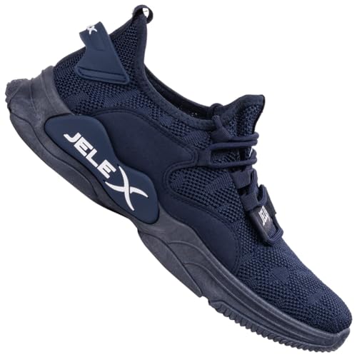 JELEX Performance Herren Sneaker in grau/schwarz. Atmungsaktive Sportschuhe mit Mesh-Obermaterial und Rutschfester Sohle. (Blau, EU Schuhgrößensystem, Erwachsene, Numerisch, M, 40) von JELEX