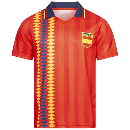 JELEX Retro History Herren Trikot | mit eingesticktem Logo & Kurzarm | Nostalgie-Design für Fußballfans | ideal für Sammler (DE/NL/SE/PL, Alphanumerisch, S, Regular, Regular, Spanien) von JELEX