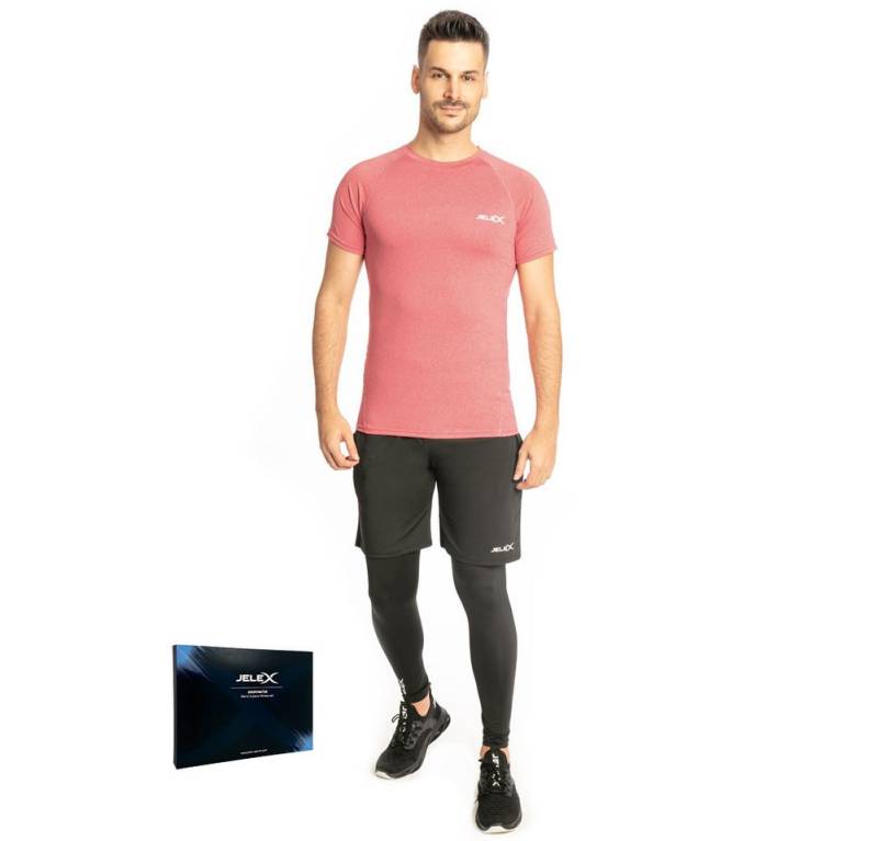 JELEX Trainingsanzug JELEX Sportinator Herren Fitness-Set 3-tlg. (3-tlg., Set bestehend aus T-Shirt, Shorts und Leggings), entwickelt für Workouts, Fitness und Laufen von JELEX