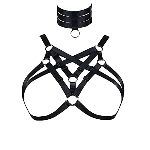 JELINDA Damen Harness BH Punk Gothic Mädchen Hollow Out Elastic Strappy Cage Bra - - Einheitsgröße JELINDA Damen Harness BH Punk Gothic Mädchen Hollow Out Elastic Strappy Cage Bra - - Einheitsgröße von JELINDA