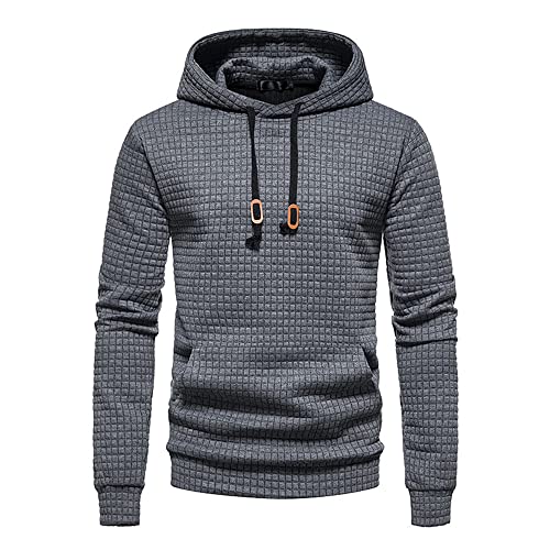 Sportshirt Herren Modern Einfachheit Mode Einfarbig Regular Fit Herren Pullover Herbst Winter Waffelmuster Herren Langarm Urban Outdoor Jogging Herren Hoodie von JELLYB