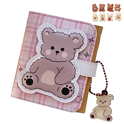 JELLYEA Kawaii Bear Wallet Cute Cartoon Card Holder Girls Coin Purse Anime Key Bag Card Case Front Pocket Wallet, Violett 2, Kawaii-Geldbörse, Geldbörse für Damen von JELLYEA