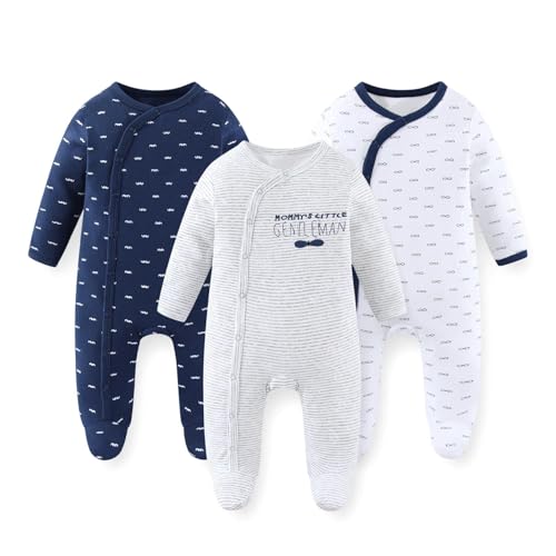 JELYLOVE Baumwolle Langarm Baby Jungen Mädchen Strampler 0-12 Monate Neugeborene Bekleidung 3er-Pack von JELYLOVE