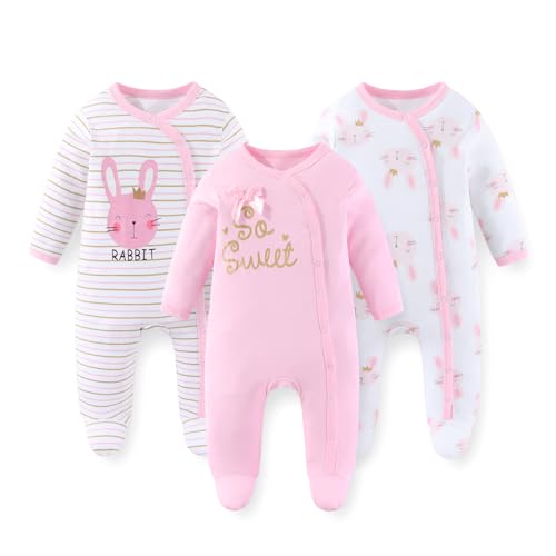 JELYLOVE Baumwolle Langarm Baby Jungen Mädchen Strampler 0-12 Monate Neugeborene Bekleidung 3er-Pack von JELYLOVE