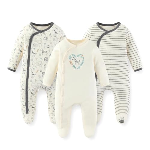 JELYLOVE Baumwolle Langarm Baby Jungen Mädchen Strampler 0-12 Monate Neugeborene Bekleidung 3er-Pack von JELYLOVE