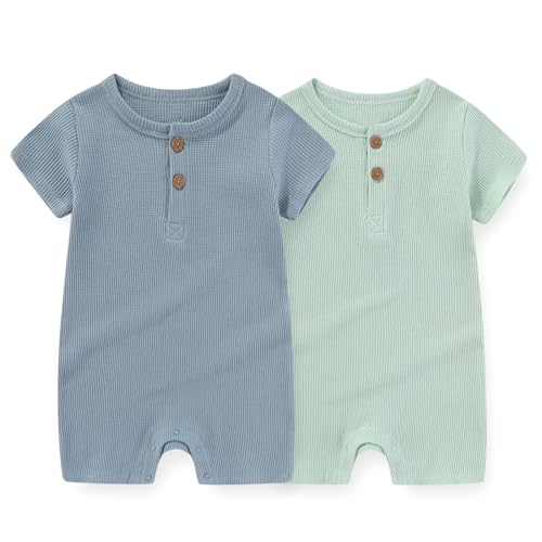 JELYLOVE Solid Unisex Kurzarm Baby Jungen Mädchen Spieler 2er-Pack Baumwolle Weich säuglingskleidung 0-24 Monate von JELYLOVE