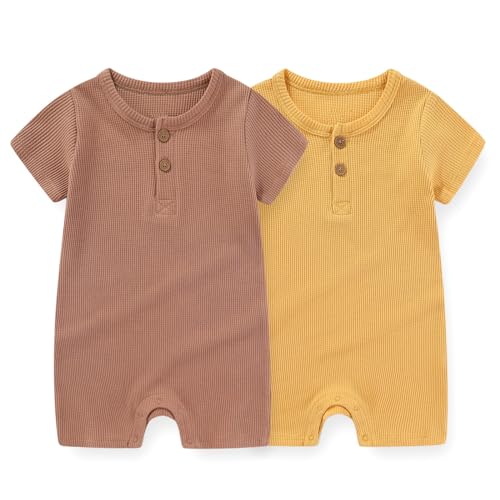 JELYLOVE Solid Unisex Kurzarm Baby Jungen Mädchen Spieler 2er-Pack Baumwolle Weich säuglingskleidung 0-24 Monate von JELYLOVE