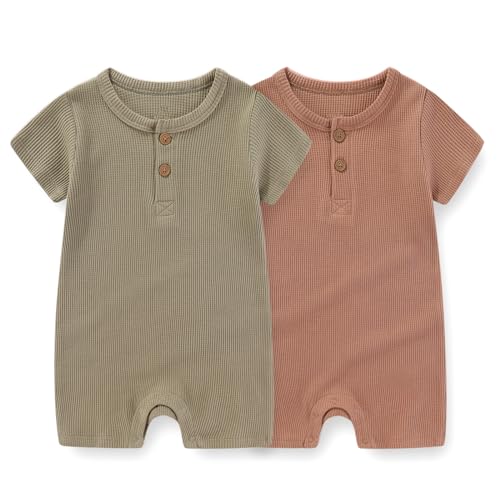 JELYLOVE Solid Unisex Kurzarm Baby Jungen Mädchen Spieler 2er-Pack Baumwolle Weich säuglingskleidung 0-24 Monate von JELYLOVE