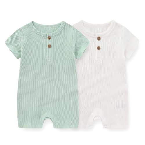 JELYLOVE Solid Unisex Kurzarm Baby Jungen Mädchen Spieler 2er-Pack Baumwolle Weich säuglingskleidung 0-24 Monate von JELYLOVE