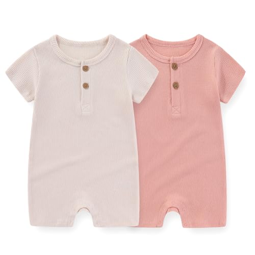 JELYLOVE Solid Unisex Kurzarm Baby Jungen Mädchen Spieler 2er-Pack Baumwolle Weich säuglingskleidung 0-24 Monate von JELYLOVE