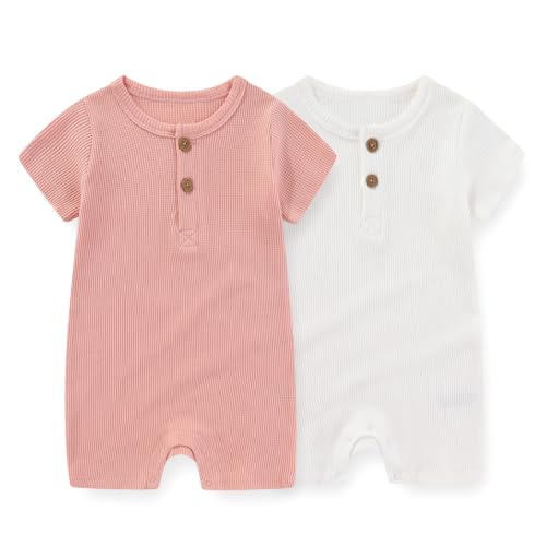 JELYLOVE Solid Unisex Kurzarm Baby Jungen Mädchen Spieler 2er-Pack Baumwolle Weich säuglingskleidung 0-24 Monate von JELYLOVE