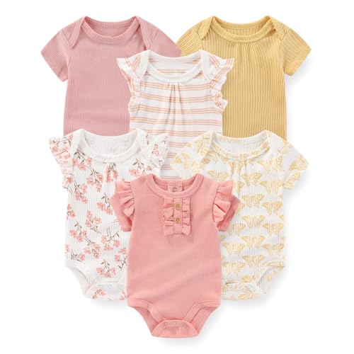 JELYLOVE Unisex Kurzarm Baby Jungen Mädchen Bodys 6er-Pack Baumwolle Atmungsaktiv Soft neugeborenes baby kleidung von JELYLOVE