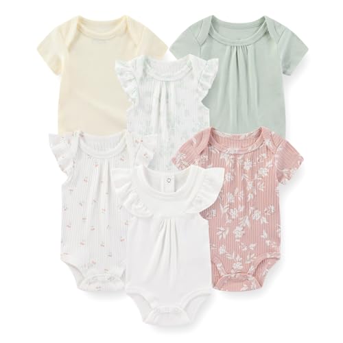 JELYLOVE Unisex Kurzarm Baby Jungen Mädchen Bodys 6er-Pack Baumwolle Atmungsaktiv Soft neugeborenes baby kleidung von JELYLOVE