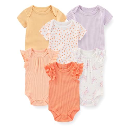 JELYLOVE Unisex Kurzarm Baby Jungen Mädchen Bodys 6er-Pack Baumwolle Atmungsaktiv Soft neugeborenes baby kleidung von JELYLOVE