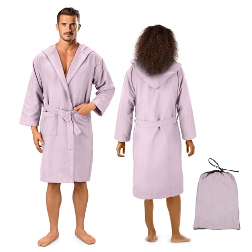 JEMIDI Bademantel Morgenmantel Unisex - kuschelweicher Reisebademantel Saunamantel - Mikrofaser Bademantel für Damen und Herren leicht - in versch. Farben und Größen von JEMIDI