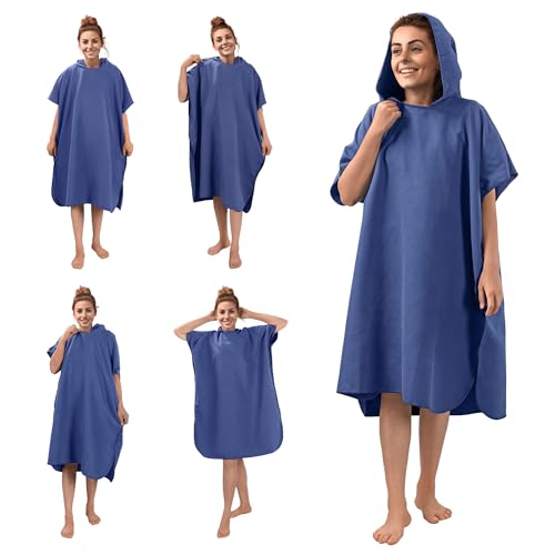 JEMIDI Badeponcho Unisex - Surf Poncho aus Mikrofaser - Tuch für Erwachsene - Bademantel für Damen und Herren - Badetuch mit Kapuze - schnelltrocknend von JEMIDI