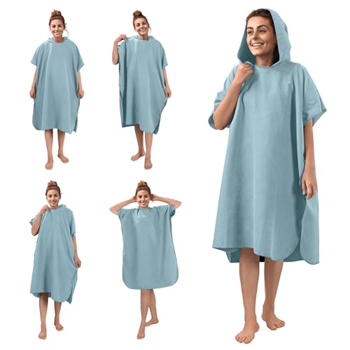 JEMIDI Badeponcho Unisex - Surf Poncho aus Mikrofaser - Tuch für Erwachsene - Bademantel für Damen und Herren - Badetuch mit Kapuze - schnelltrocknend von JEMIDI